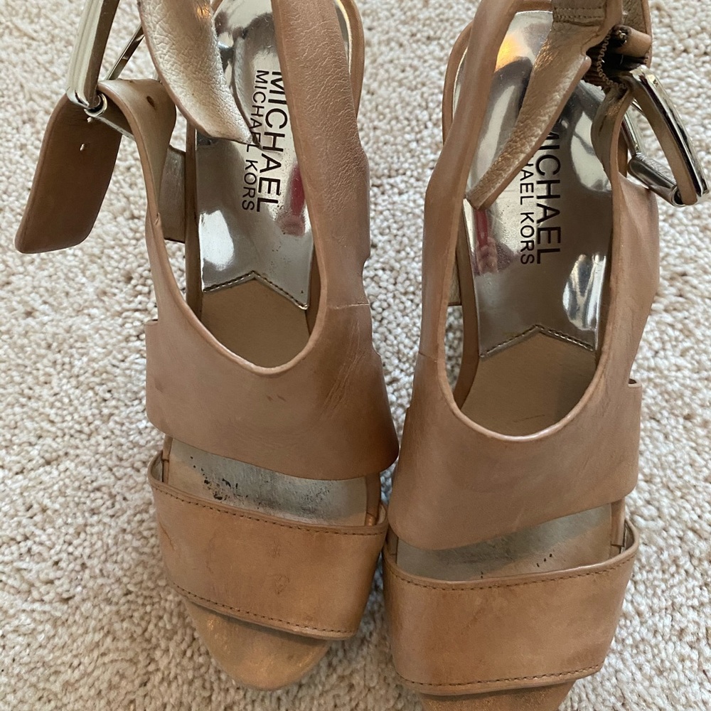 Michael Kors beige heels with buckle strap